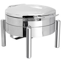 Eastern Tabletop 3978S Jazz Swing 6 Qt. Stainless Steel Round Chafer with Pillar'd Stand and Hinged Dome Cover
