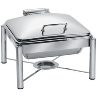 Eastern Tabletop 3954/S 6 Qt. Square Stainless Steel Chafer with Stand and Hinged Dome Cover