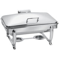 Eastern Tabletop 3915S 8 Qt. Stainless Steel Rectangular Induction / Traditional Chafer with Stand and Hinged Dome Cover