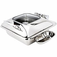 Eastern Tabletop 3964 Crown 4 Qt. Stainless Steel Square Induction Chafer with Hinged Dome Cover