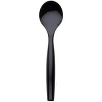 Visions 10" Black Disposable Plastic Serving Spoon - 6/Pack