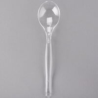 Visions 10" Clear Disposable Plastic Serving Spoon - 6/Pack