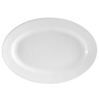 CAC RCN-14 Super White 13 inch x 7 5/8 inch Clinton Rolled Edge Serving Platter - 12/Case