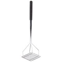 Thunder Group 24" Chrome Plated Square-Faced Potato/Bean Masher with Soft Grip Handle