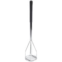 Thunder Group 24" Chrome Plated Round-Faced Potato/Bean Masher with Soft Grip Handle