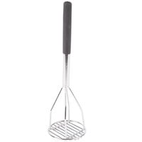Thunder Group 18" Chrome Plated Round-Faced Potato/Bean Masher with Soft Grip Handle