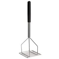 Thunder Group 18" Chrome Plated Square-Faced Potato/Bean Masher with Soft Grip Handle