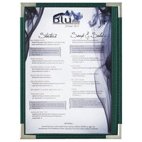 Menu Solutions RS33A GN SLV Royal 5 1/2" x 8 1/2" Single Panel / Two View Green Menu Board with Silver Corners