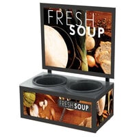 Vollrath 7203102 Twin 7 Qt. Well Soup Merchandiser Base with Menu Board and Tuscan Graphics - 120V, 700W