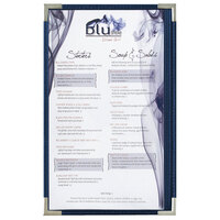 Menu Solutions RS33D BL SLV Royal 8 1/2" x 14" Single Panel / Two View Blue Menu Board with Silver Corners