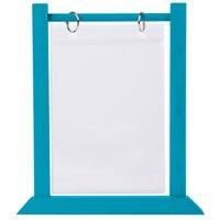 Menu Solutions WFT4S-B 5 inch x 7 inch Sky Blue Wood Flip Top Table Tent - 2/Pack