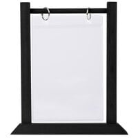Menu Solutions WFT4S-B 5 inch x 7 inch Black Wood Flip Top Table Tent with Plastic Sheet and Rings - 2/Pack