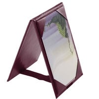 Menu Solutions TT067A BURG 4 inch x 6 inch A-Frame / Two View Burgundy Table Tent with Picture Corners