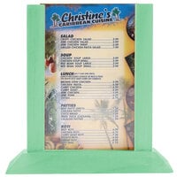 Menu Solutions WPF4S-B 5 inch x 7 inch Teal Wood Table Tent - 2/Pack