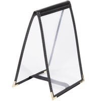 Menu Solutions SE134 BLACK 4" x 6" Single Panel / Two View Black Sewn Edge Table Tent