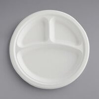 EcoChoice Compostable Sugarcane / Bagasse 9" Plate 3 Compartment - 500/Case