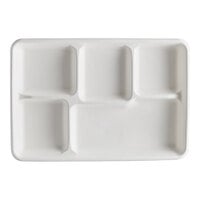 EcoChoice 12" x 8 1/2" Compostable Sugarcane / Bagasse 5 Compartment Long Tray - 300/Case