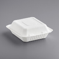 EcoChoice 8 inch x 8 inch x 3 inch Compostable Sugarcane / Bagasse 1 Compartment Take-Out Box - 200/Case