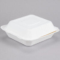 EcoChoice 8 inch x 8 inch x 3 inch Compostable Sugarcane / Bagasse 1 Compartment Takeout Box - 200/Case