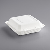 EcoChoice Compostable Sugarcane / Bagasse 1 Compartment Take-Out Box 9" x 9" x 3" - 200/Case