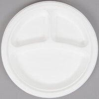 EcoChoice Compostable Sugarcane / Bagasse 9" Plate 3 Compartment - 125/Pack