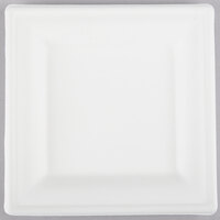 EcoChoice Compostable Sugarcane / Bagasse 6 inch x 6 inch Square Plate - 100/Pack