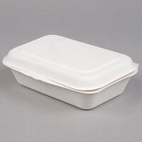 EcoChoice Compostable Sugarcane / Bagasse 4 inch x 6 1/2 inch x 2 inch Take-Out Container - 125/Pack