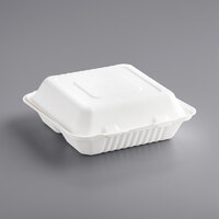 EcoChoice 9 inch x 9 inch x 3 inch Compostable Sugarcane / Bagasse 3 Compartment Takeout Container - 50/Pack