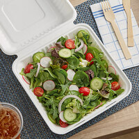 EcoChoice 9 inch x 9 inch x 3 inch Compostable Sugarcane / Bagasse 1 Compartment Take-Out Box - 50/Pack