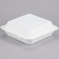 EcoChoice 9 inch x 9 inch x 3 inch Compostable Sugarcane / Bagasse 1 Compartment Takeout Box - 50/Pack