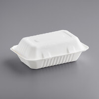 EcoChoice 9" x 6" x 3" Compostable Sugarcane / Bagasse 1 Compartment Take-Out Container - 50/Pack