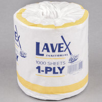 Lavex Janitorial Individually-Wrapped 1-Ply Standard 1000 Sheet Toilet Paper Roll - 24/Pack