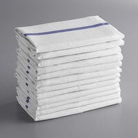 Choice 15" x 26" Blue-Striped 24 oz. 100% Cotton Herringbone Kitchen Towel - 12/Pack
