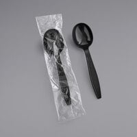 Visions Individually Wrapped Black Heavy Weight Plastic Soup Spoon - 250/Pack