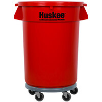 Continental Huskee 32 Gallon Red Round Trash Can, Lid, and Dolly Kit