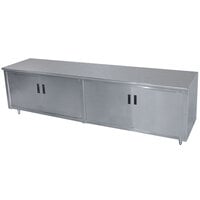 Advance Tabco HB-SS-366M 36" x 72" 14 Gauge Enclosed Base Stainless Steel Work Table with Hinged Doors and Fixed Midshelf