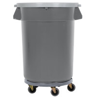 Continental Huskee 32 Gallon Gray/Black Round Trash Can, Lid, and Dolly Kit