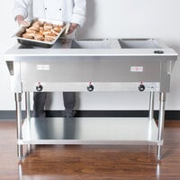 Advance Tabco HF-3E-120 Three Pan Electric Steam Table with Undershelf - Open Well, 120V