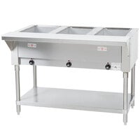 Advance Tabco HF-3E-120 Three Pan Electric Steam Table with Undershelf - Open Well, 120V