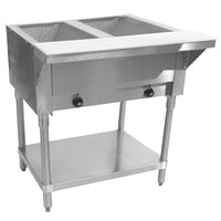 Advance Tabco HF-2E-120 Two Pan Electric Steam Table with Undershelf - Open Well, 120V