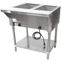 Advance Tabco HF-2E-120 Two Pan Electric Steam Table with Undershelf - Open Well, 120V