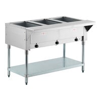 Advance Tabco HF-3E-240 Three Pan Electric Steam Table with Undershelf - Open Well, 208/240V
