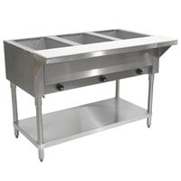 Advance Tabco HF-3G Natural Gas Three Pan Powered Hot Food Table - Open Well