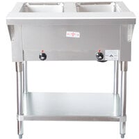Advance Tabco SW-2E-240 Two Pan Electric Hot Food Table with Undershelf - Sealed Well, 208/240V