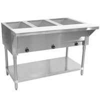 Advance Tabco SW-3E-240 Three Pan Electric Hot Food Table with Undershelf - Sealed Well, 208/240V