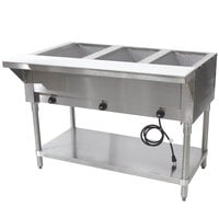 Advance Tabco SW-3E-240 Three Pan Electric Hot Food Table with Undershelf - Sealed Well, 208/240V