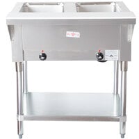 Advance Tabco SW-2E-120 Two Pan Electric Hot Food Table with Undershelf - Sealed Well, 120V