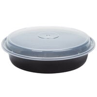 Pactiv Newspring NC-948-B 48 oz. Black 9" x 1 3/4" VERSAtainer Round Microwavable Container with Lid - 150/Case