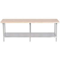 Advance Tabco H2S-368 Wood Top Work Table with Stainless Steel Base and Undershelf - 36 inch x 96 inch