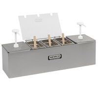 Nemco 88100-CB-2 26 inch Stainless Steel Condiment Bar with Two 3 Qt. Pumps and 1.1 Qt. Condiment Trays
